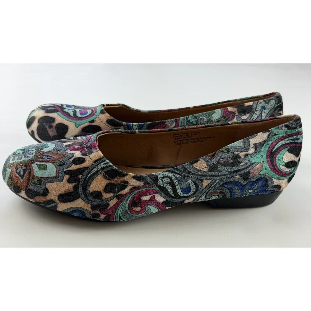 ComfortView Ballet Flats sz 8.5 Wide Multicolor Paisley Print Jaiden Velvet